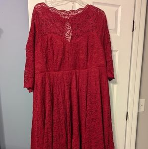 Torrid red lace midi dress size 30